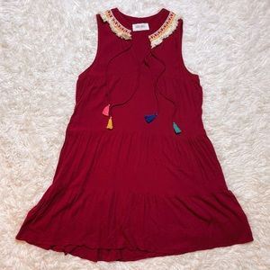 Like-New Maroon Dress with Tassels